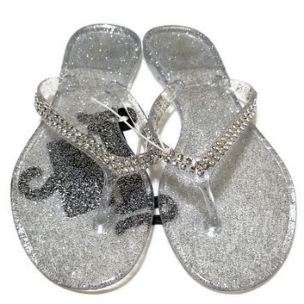 Clear Silver Bling Jelly Flipflops Simply Petals